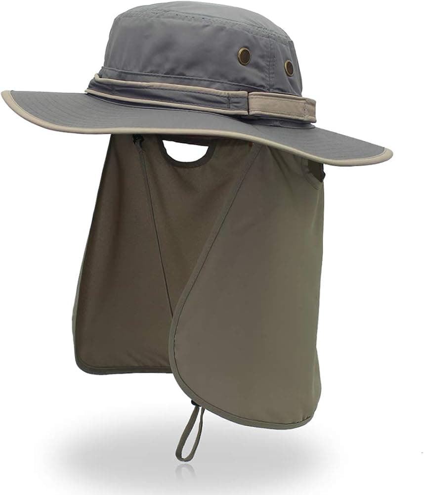 Fyore Sun Cap Fishing Hat with Neck Flap,UPF 119+ Wide Brim Boonie Safari Hat