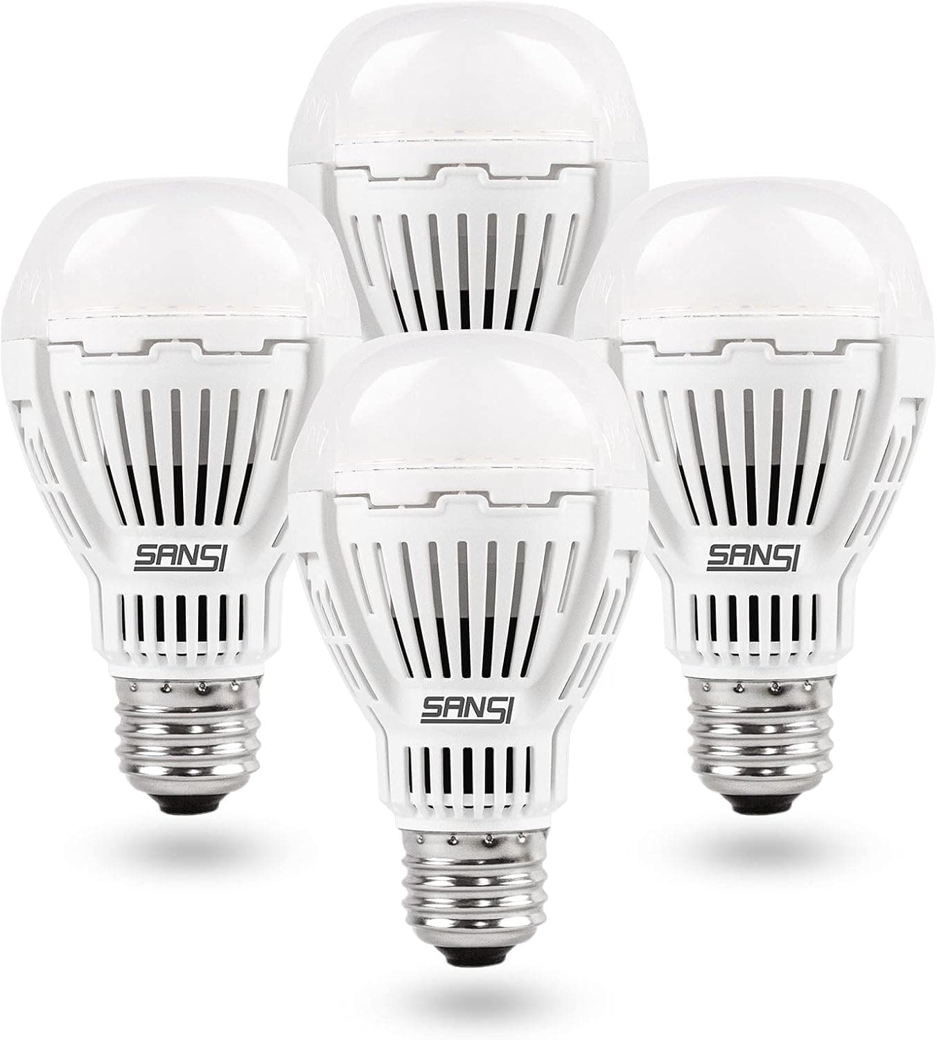 SANSI 100W Equivalent A19 LED Light Bulbs, 22-Year Lifetime 4 Pack 1600 Lumens 3000K Soft White Light Bulb with Ceramic Technology, Non-Dimmable, Efficient and Safe 13W Energy Saving for Home Upgrades