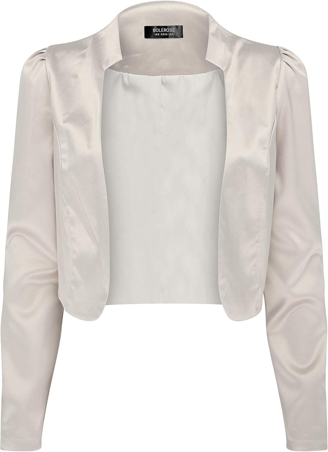 BOLEROSE Formal Long Sleeve Satin Bolero Shrug Occasion Jacket