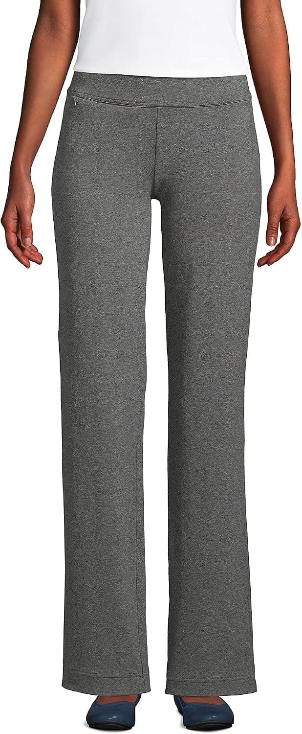 Lands' End Women's Starfish Mid Rise Straight Leg Elastic Waist Pull On Pants