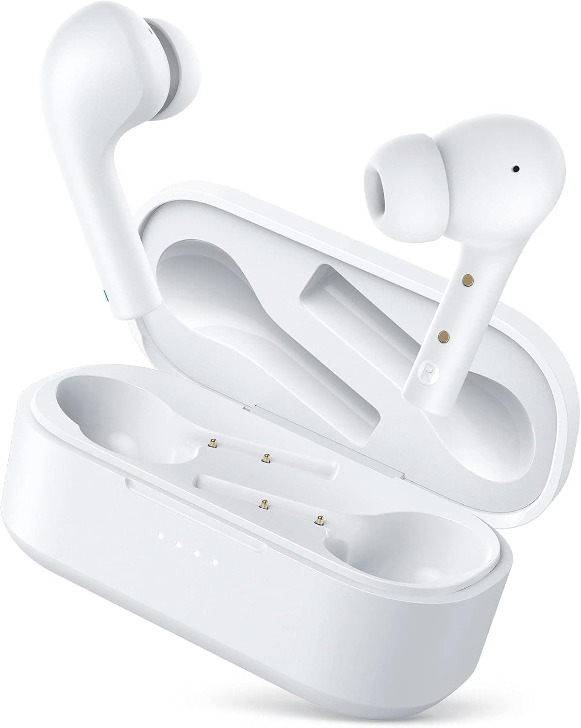 Wireless Earbuds, WENKEYTWS Bluetooth 5.1 Headphones with Wireless Charging Case, Noise Canceling Mics, 30H Playtime, IPX6 Water Resistance, Hi-Fi Stereo Earphones for iPhone and Android(White)
