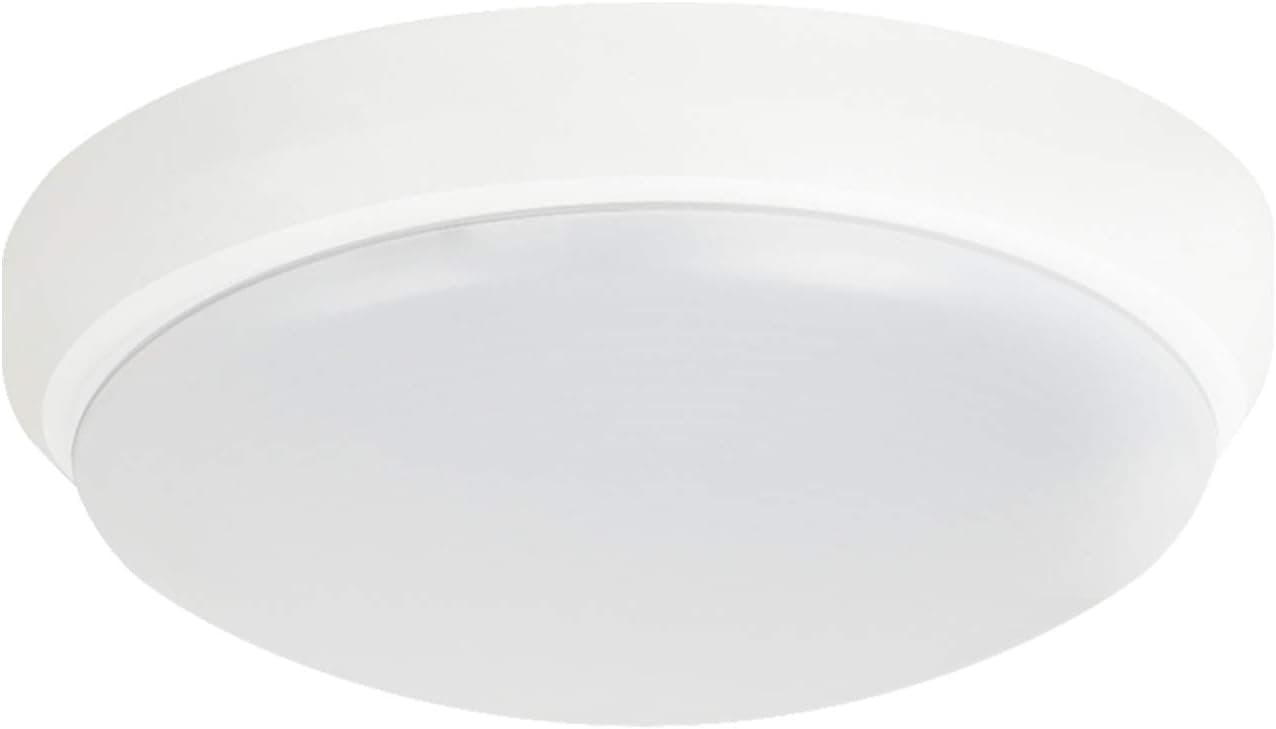 OSTWIN 6" LED Flush Mount, Ceiling Light. Light for Garage, Warehouse, Porch. Damp Location, IP44, 18W (90W Repl.) 1083 Lm 4000K, Acrylic Matte Shade, White Finish, Disk Shape, ETL Listed