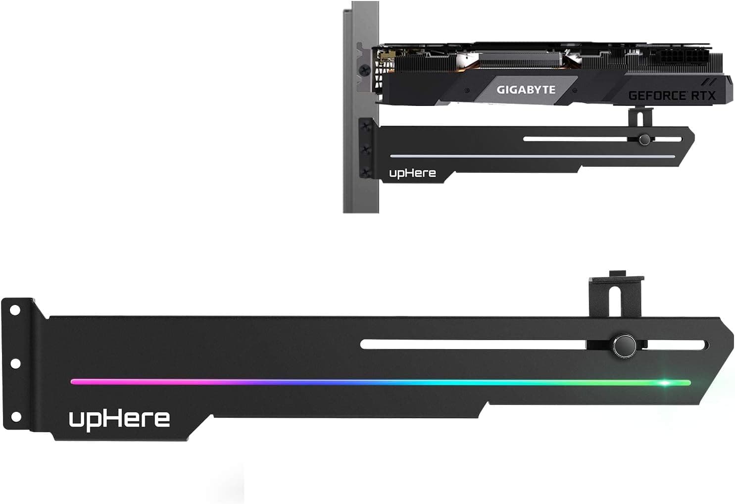 upHere GS05ARGB Addressable RGB Graphics Card GPU Brace Support Video Card Sag Holder/Holster Bracket,Built-in ARGB Strip,Adjustable Length and Height Support