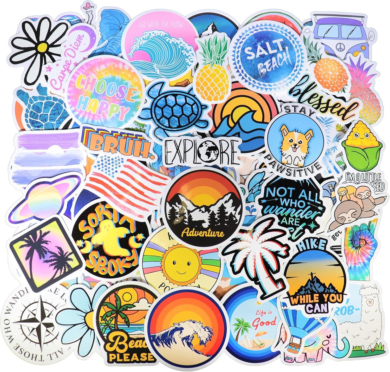 115 PCS Hydroflask Stickers, Cute Waterproof Aesthetic Vinyl Stickers for Water Bottles Laptop Computer Skateboard, Sticker Packs for Teens Girls Kids