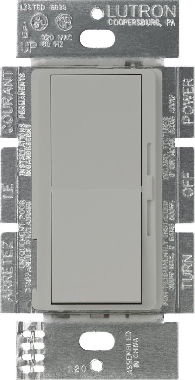 Lutron DV-603P-GR Diva 600-watt 3-Way Dimmer, Gray