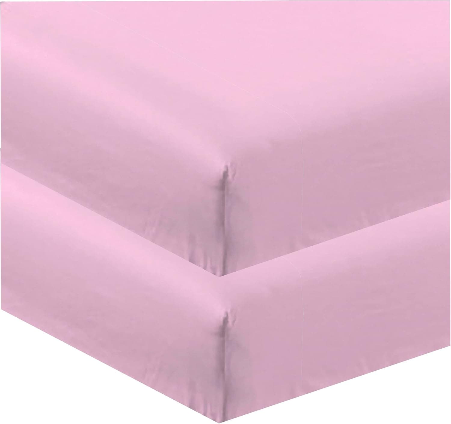 CC&DD 2-Pack Fitted Sheets,1800 Series Velvety Brushed Microfiber,Wrinkle Free(Twin,Baby-Pink)