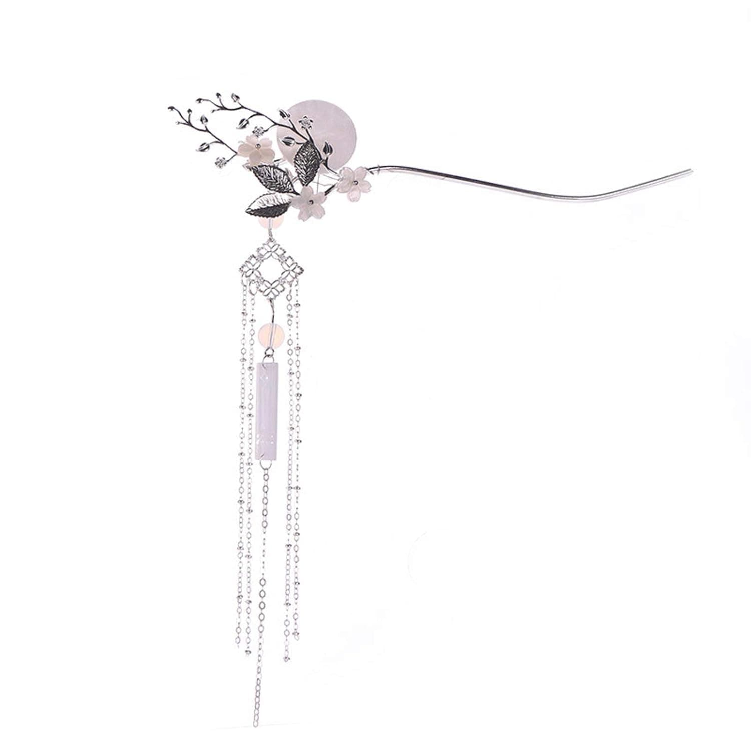 GETNOIVAS Chinese Vintage Pearl Tassel Flowers Hair Stick Hanfu Chinese Chignon Pin Chinese Traditional Headwear Bridal Hair Accessories (style:2)