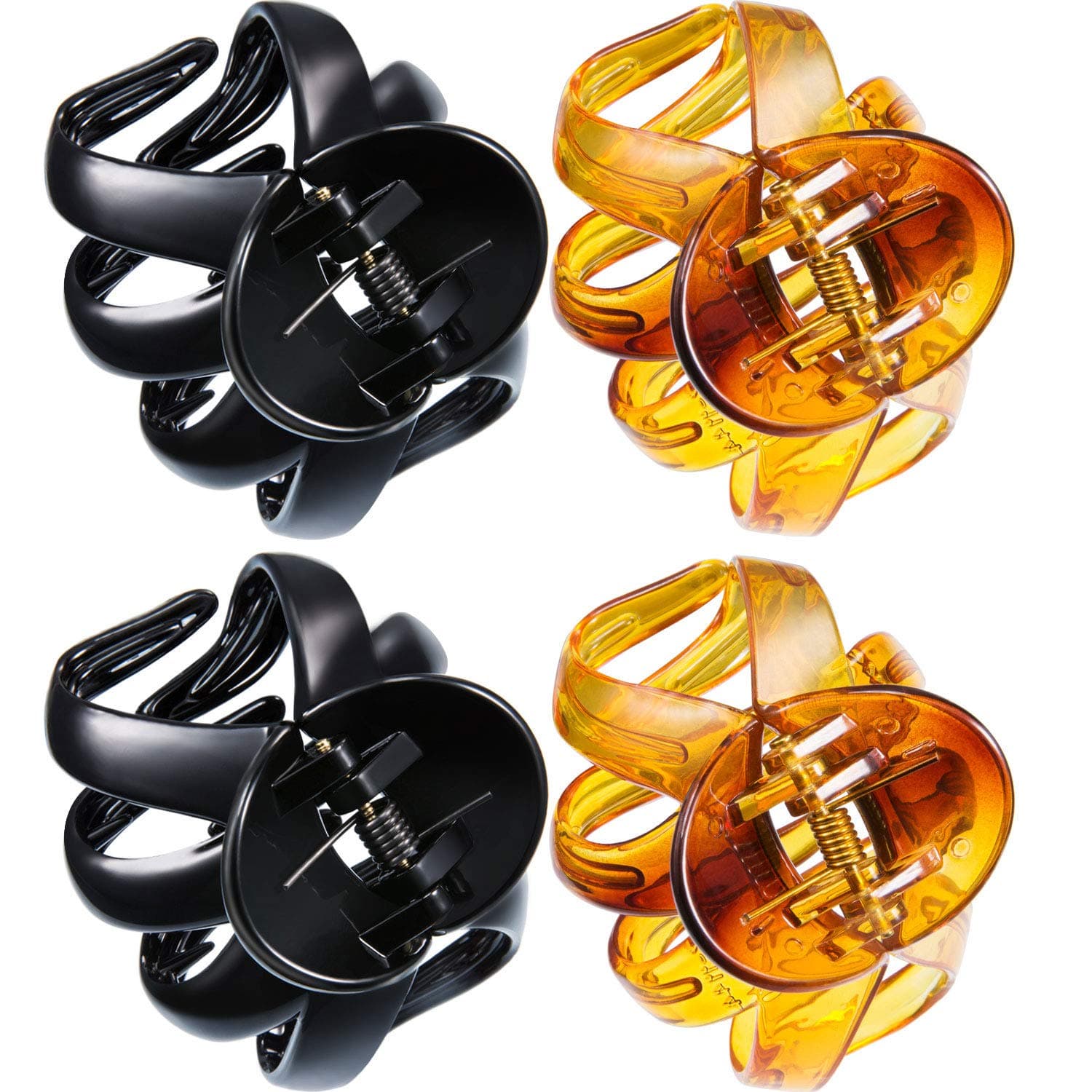 4 Pieces Octopus Hair Claw Clips Large Octopus Hair Clip Spider Hair Claw Grip Hair Clips for Women Girls No Slip Claw Hair Clips Hair Accessories 6.5 cm, Black and Brown