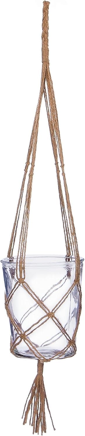 Skalny Round Glass & Rope Hanging Planter, 28.5"