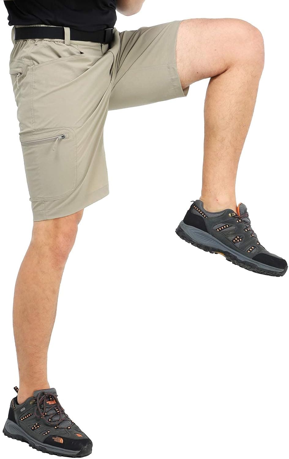 MIER Men's Stretchy Hiking Shorts Nylon Quick Dry Cargo Shorts with 5 Pockets, Water Resistant, Lightweight, 30, Rock Grey