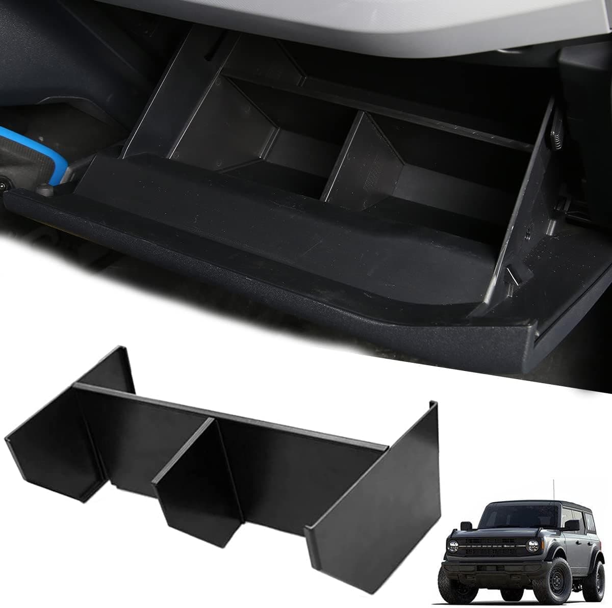 Glove Box Organizer fit for Ford Bronco 2021 2022 Accessories, Glove Box Dividers Organizer,Insert Box Secondary Storage Compartment Tray