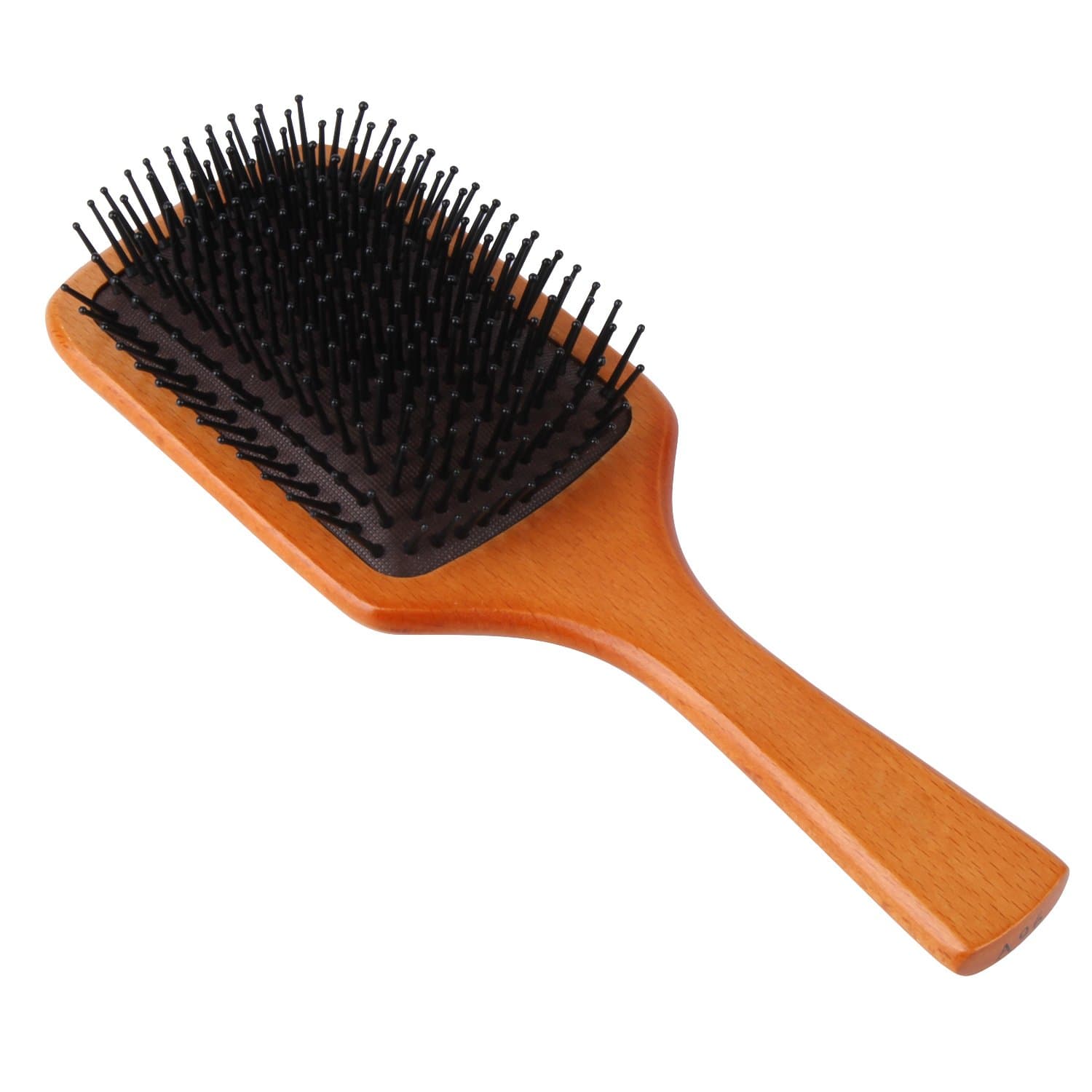 Wooden Paddle Hair Brush with Nylon Pins & Massage Air Bag ideal for Detangler & Antistatic Hairbrush for All People to Help Hair Shine & Stimulate Scalp (Free Bag & Hair Brush Cleaner)