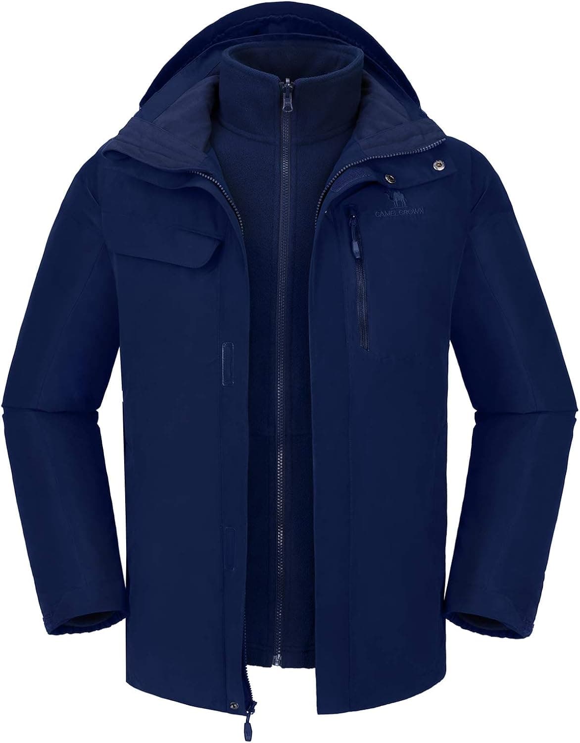 CAMELSPORTS Men's Mountain Ski Jacket 3 in 1 Waterproof Winter Jacket Warm Snow Jacket Hooded Rain Coat Windproof Winter Coat