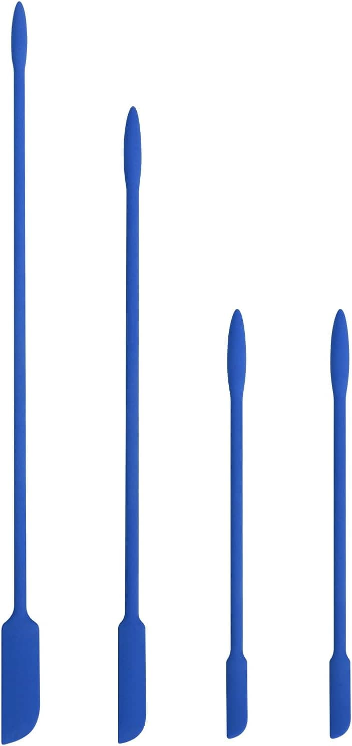 EVEREST GOOSE Mini Silicone Spatula-Makeup Spatula-4 Pack Small Silicone Spatula-Thin Spatula Set for Skinny Openings Tiny Scraper for Jar,Kitchen Bottles,Cosmetic (4 Pack, 4.Dark Blue)