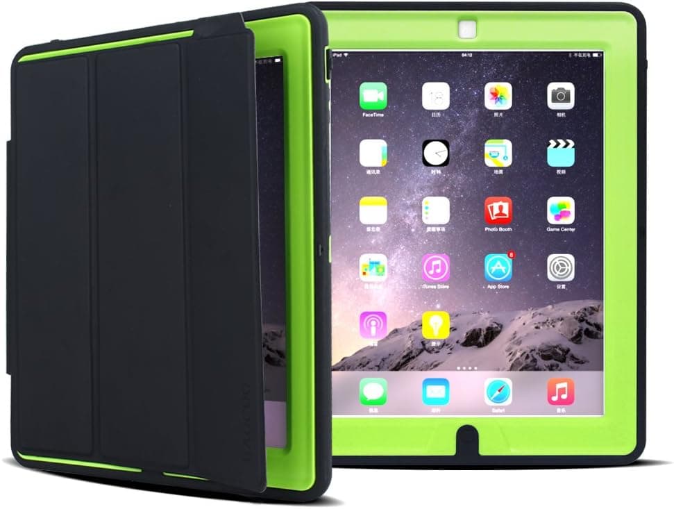 iPad Case, HAOCOO Extreme Heavy Duty Full Body Rugged Hybrid Protective PU Leather Smart Case Magnetic Cover with Sleep / Wake feature for Apple iPad 2/iPad 3/iPad 4 (Green with Black)