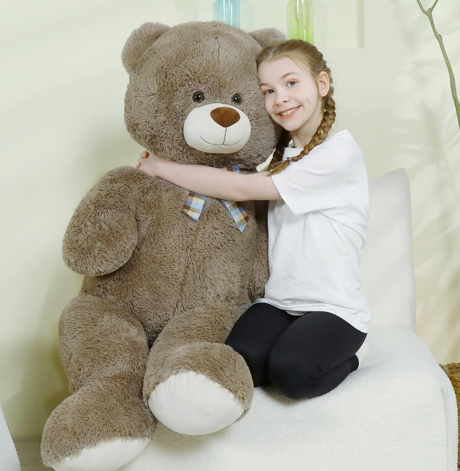 MorisMos Giant Teddy Bear Stuffed Animal, Big Teddy Bear, Giant Stuffed Bear Life Size, Large Stuffed Bear Gifts for Girls, Girlfriend, Wife on Valentine, Christmas, Birthday 47inch（Gray）