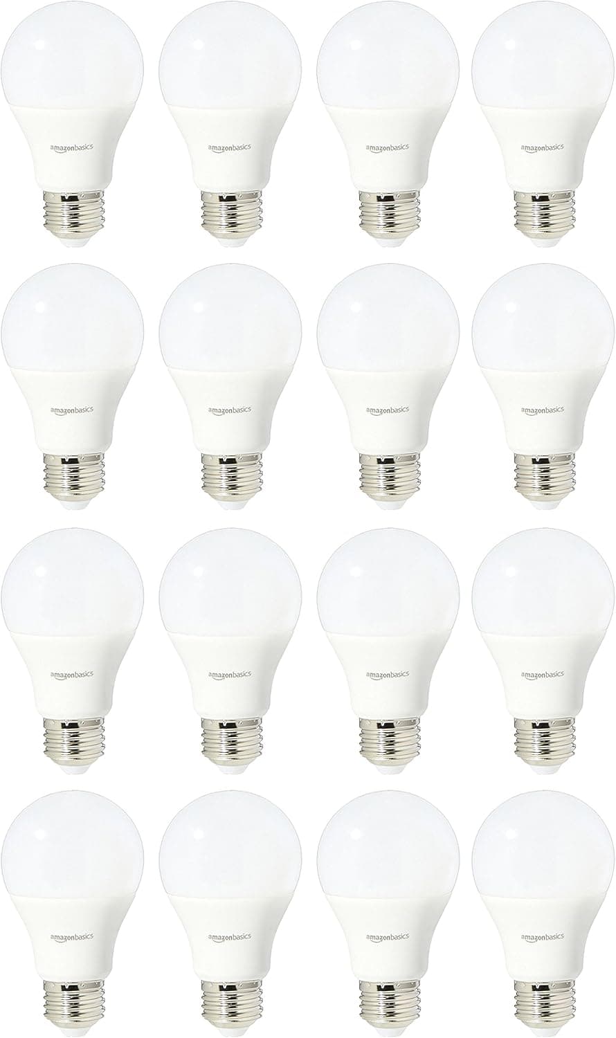 Amazon Basics 75 Watt Equivalent, Soft White, Non-Dimmable, 15,000 Hour Lifetime, A19 LED Light Bulb | 16-Pack