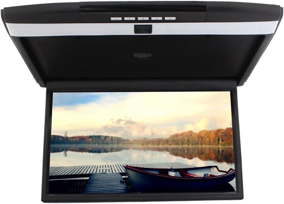 17 inch Widescreen LCD Monitor High Resolution Roof Mount Car Flip Drop Down Overhead Support HDMI FM Transmit SD/USB Input