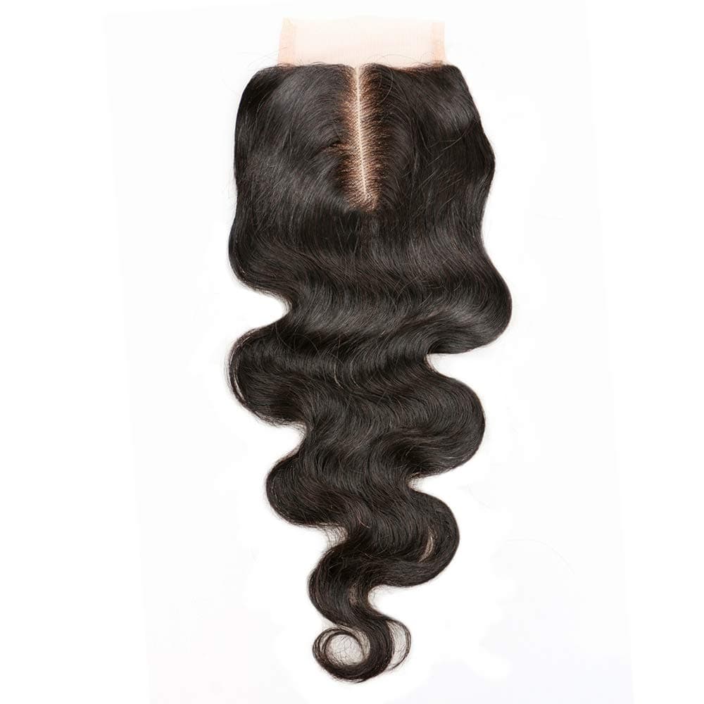 Amberhair Lace Clousre Human Hair Body Wave 8A Brazilian Virgin Remy Hair 3.5x4 Middle Part Closure With Baby Hair 130% Density Natural Color 16inch