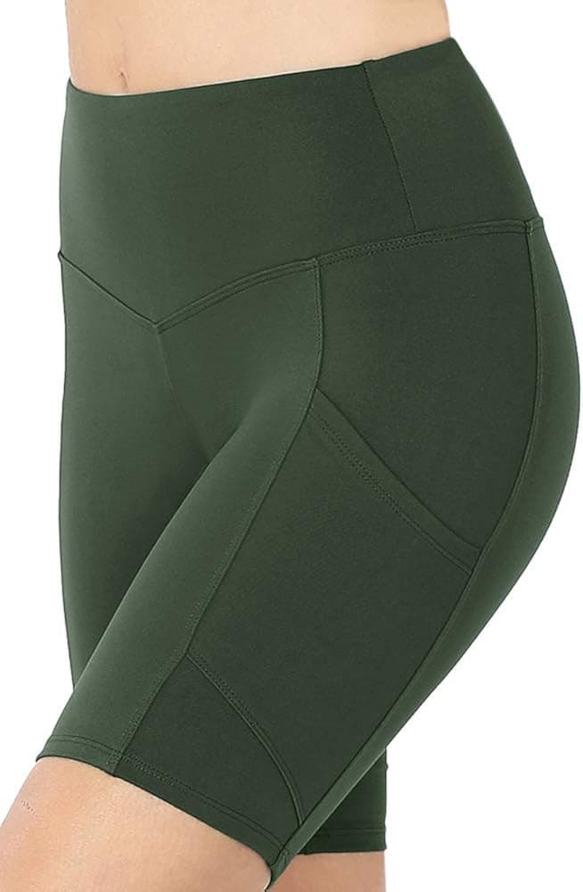 NioBe Clothing Women High Waist Biker Yoga Running Workout Shorts with Pockets