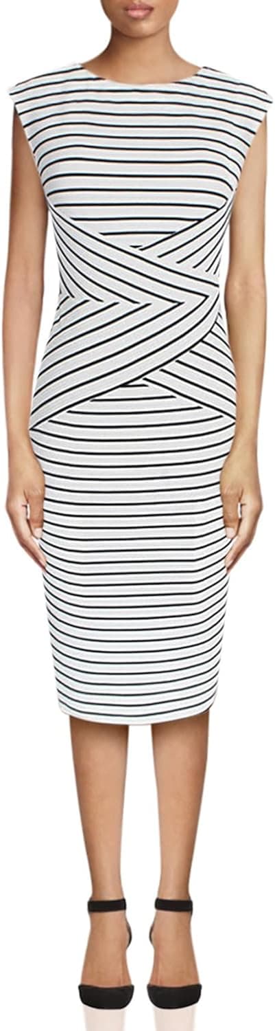 Choies Women's Mixed Stripe Sleeveless Bodycon Midi Dress
