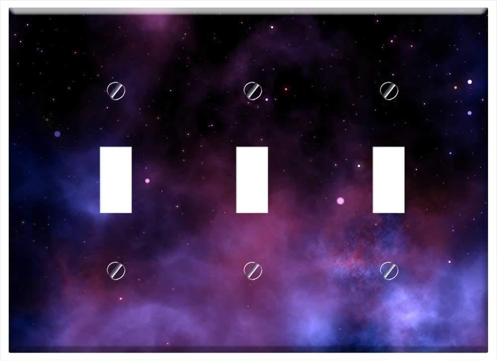 Switch Plate Triple Toggle - Nebula Universe Space Galaxy Background