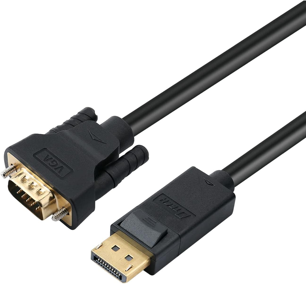 DTech Displayport to VGA Cable 10ft, DP Male to Male Cord Adapter with Gold Plated Connector (Black, 10 Feet)