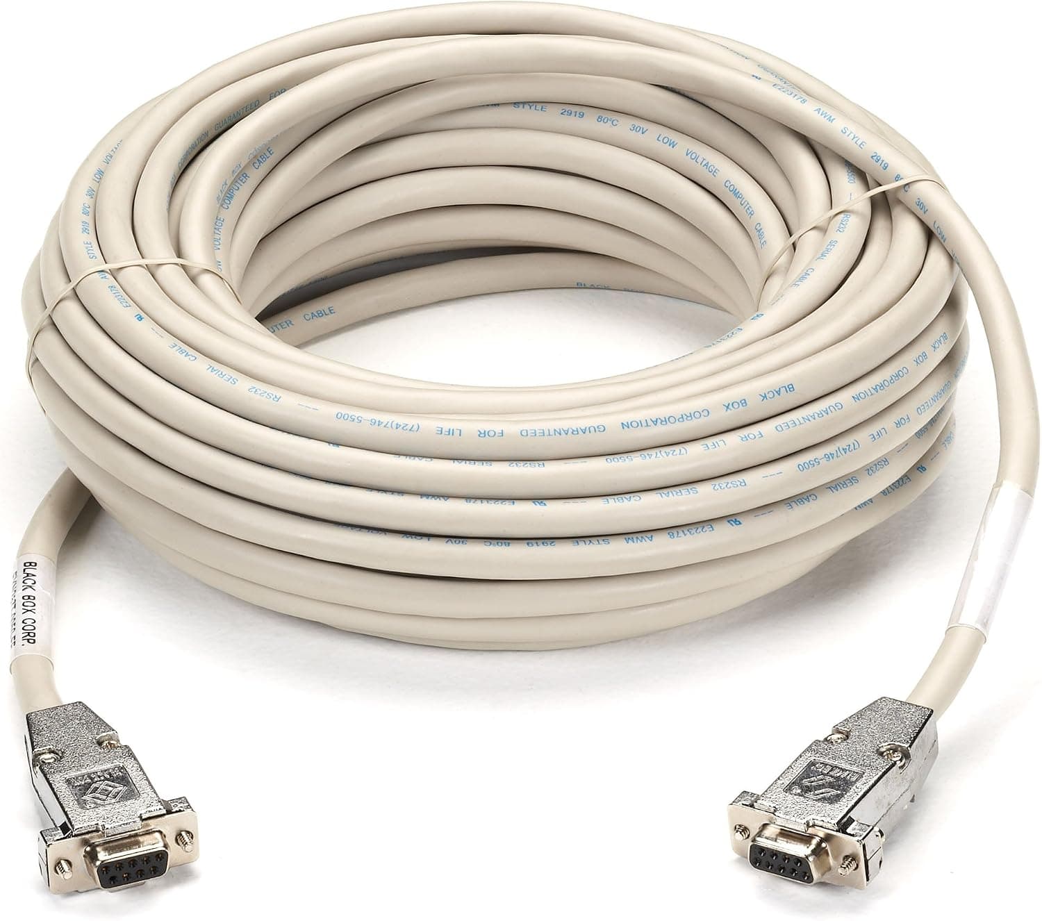 Black Box DB9 Serial Null-Modem Cable, DB9 Female/DB9 Female, 50-ft. (15.2-m)