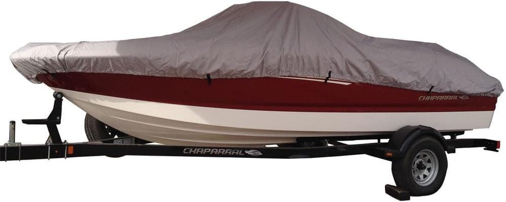 INNOCESSORIES Heavy Duty Waterproof Trailable 600D Oxford Grey Boat Cover (16'-18.5' L x 94" W)