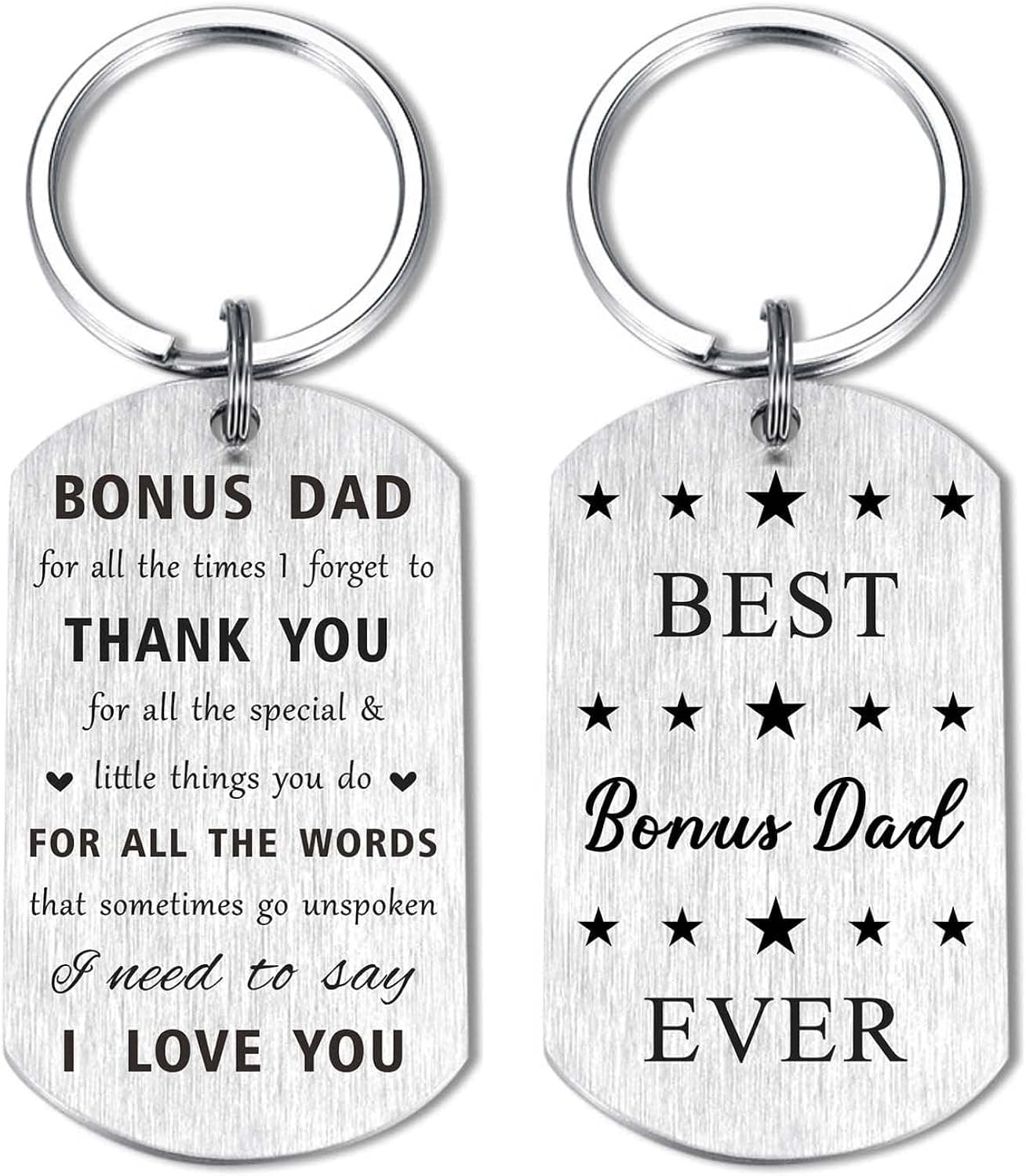 Resdink Bonus Dad Keychain Gifts, Step Dad Stepfather Appreciation Gift, Thank You Stepdad Present for Men, Father's Day Birthday Gift from Daughter Son