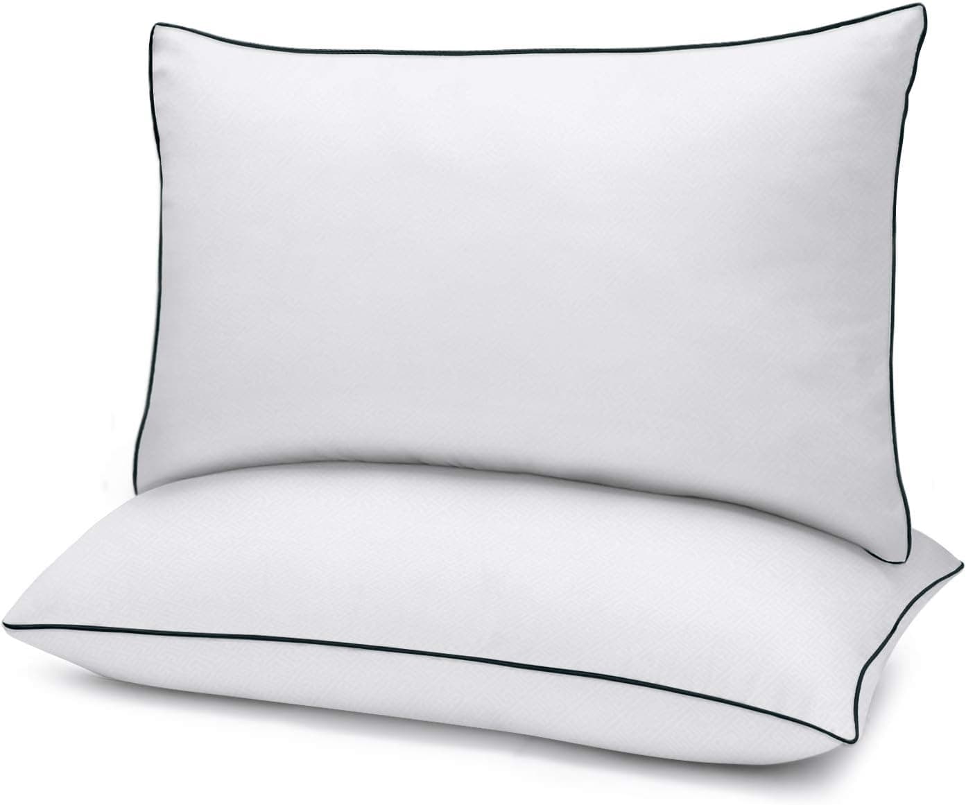 Bed Pillows for Sleeping 2 Pack King Size White Gel Pillow with Soft Premium Plush Fiber Fill Skin-Friendly