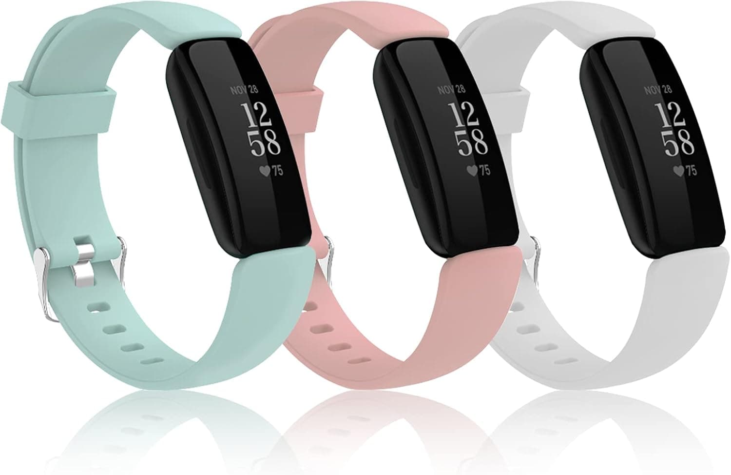 8 Pack Bands Compatible with Fitbit Inspire 2, Adjustable Silicone Sport Wristbands Accessories Compatible with Fitbit Inspire 2 for Women Men(Black/White/Pink/Teal/Blue/Wine red/Apricot/Purple)