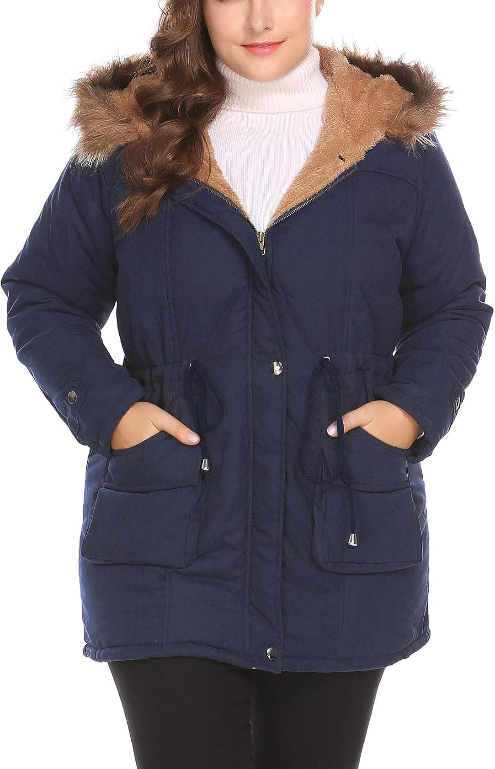 IN'VOLAND Womens Plus Size Hooded Winter Coats Anroaks Parka Coats Fleece Outwear Jacket