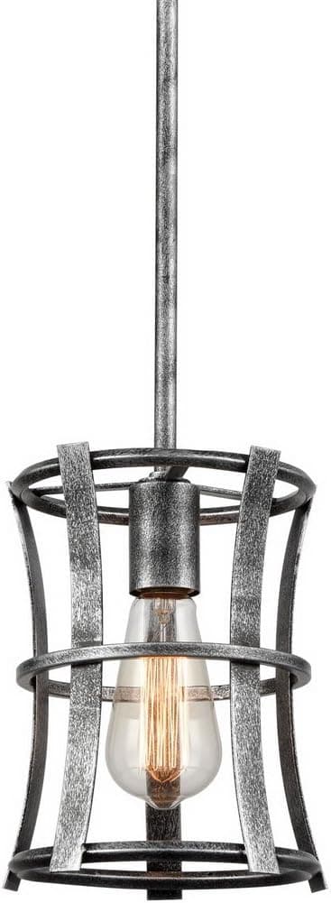 CLAXY Downrod Pendant Light Antique Silver Slanted Ceiling Compatible Mini Farmhouse Hanging Pendant