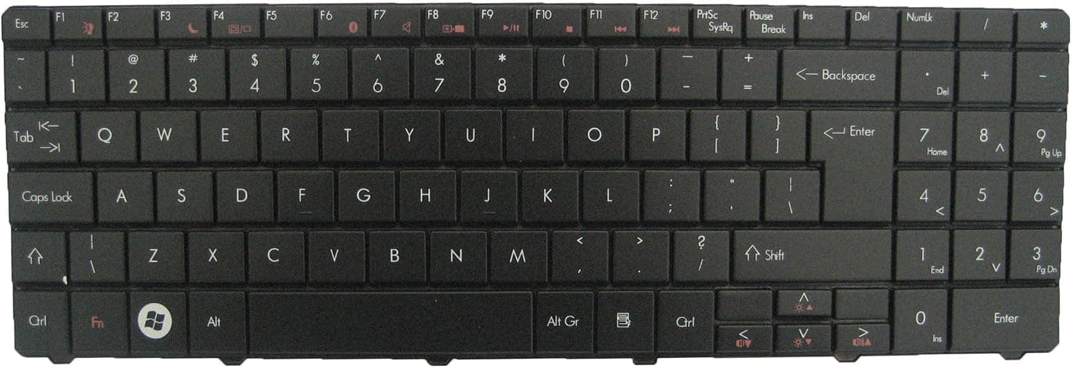 LotFancy New Black keyboard for Gateway Select Model MP-07F33U4-930, MP-07F33U4-4424H, KBI170G11193, KBI170G13895, MP-07G76D0-528, 0KN0-511GE0209, MP-07F33U4-698, PK1307B1A32, 6037B0043301 Laptop / Notebook US Layout