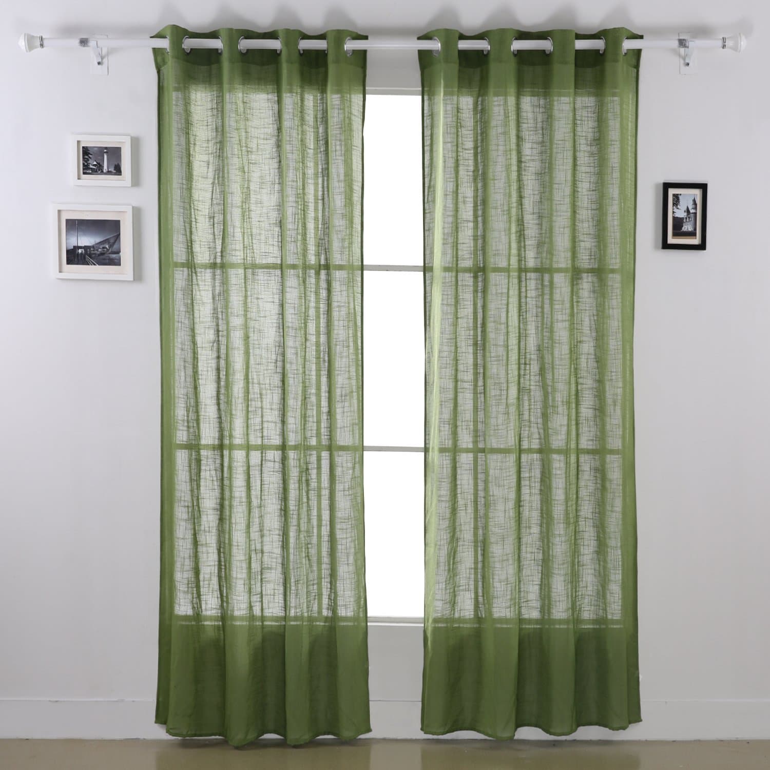 Deconovo Sheer Curtain Panels Sheer Grommet Curtains for Living Room 52 x 84 Inch Piquant Green 2 Panels