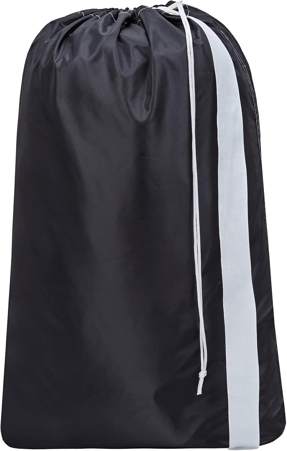 HOMEST XL Nylon Laundry Bag with Strap, Large Dirty Clothes Organizer, Easy Fit a Laundry Hamper or Basket, Can Carry Up to 4 Loads of Laundry, Black