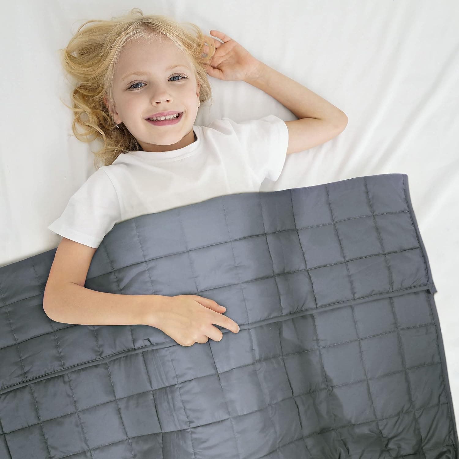 G&Monday Weighted Blanket Kids (36" x 48" 5lbs, Dark Grey), Toddler Weighted Blanket Heavy Blanket with Premium Glass Beads, Cooling Breathable Blanket for Child/Kids Beds All-Season Summer Winter