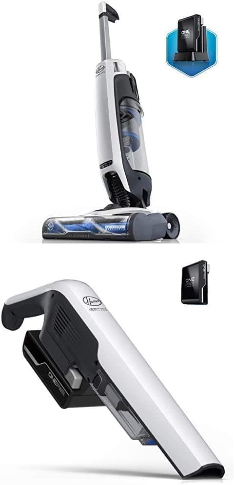 Hoover ONEPWR Evolve Pet Cordless Small Upright Vacuum Cleaner with DustChaser Cordless Mini Hand Held Lightweight Vacuum Cleaner, White
