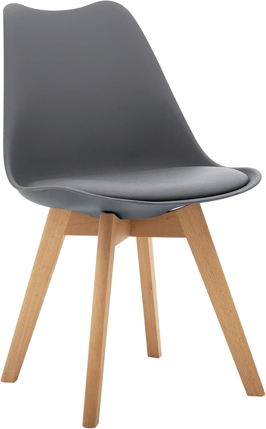 CangLong Mid Century Modern DSW Side Wood Legs Dining-Chairs, Pack of 1, Grey