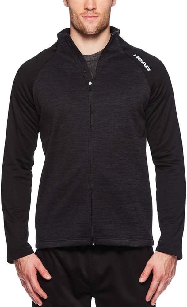 HEAD Men's Full Zip Up Activewear Jacket - Long Sleeve Running & Workout Outerwear - Lightning Black Heather, Medium