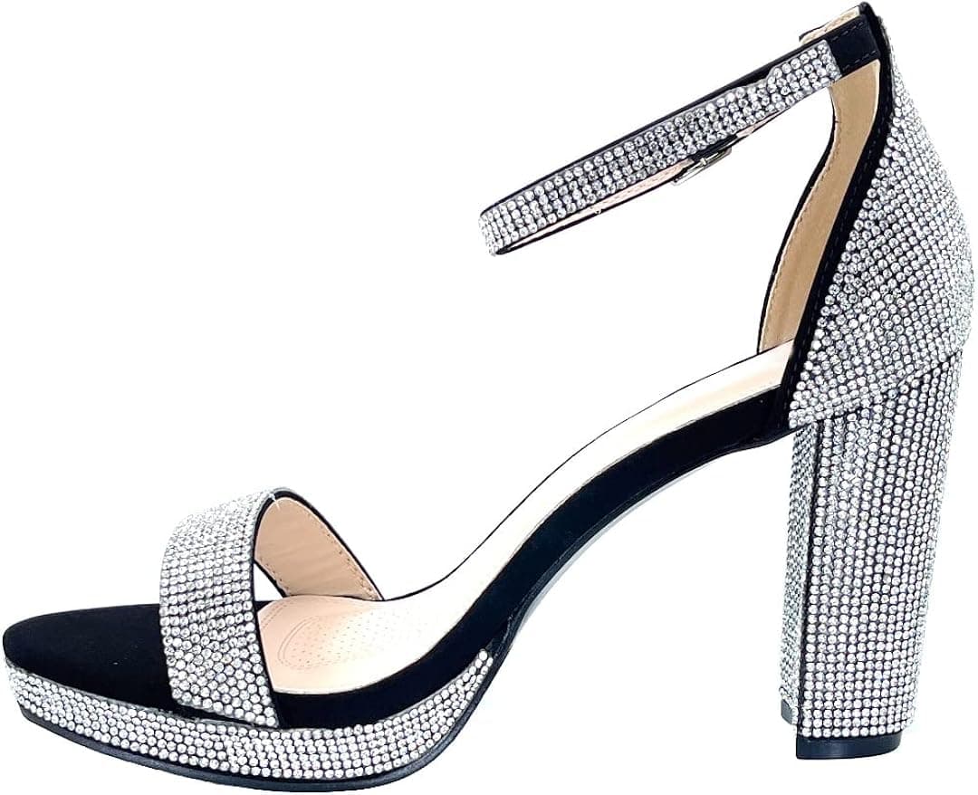ABSOLEX Women Ankle Strap Open Toe Chunky Platform Dress High Heel Sandal