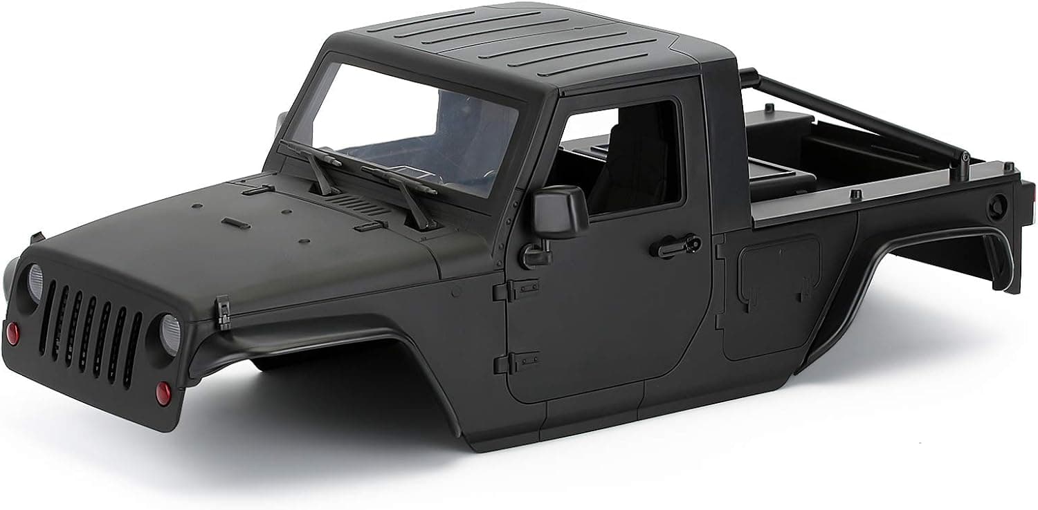 INJORA RC Car Pickup Body Shell 12.3in 313mm Wheelbase Unassembled Kit for 1/10 RC Crawler Car Axial SCX10 SCX10 II 90046（Black）