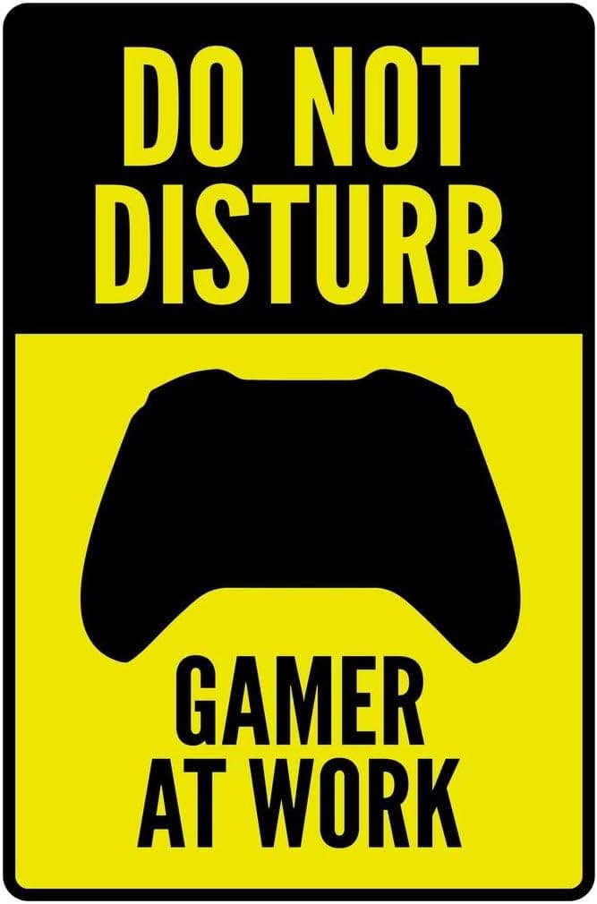 Warning Sign Do Not Disturb Gamer at Work Controller I Video Gaming Cool Wall Decor Art Print Poster 24x36