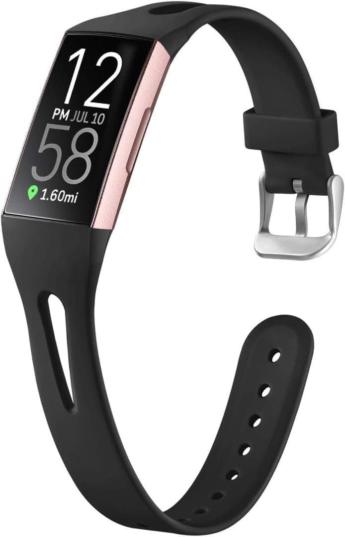 Ouwegaga Compatible for Fitbit Charge 4 Bands for Women Men Charge 3 Wristbands Straps Black Small