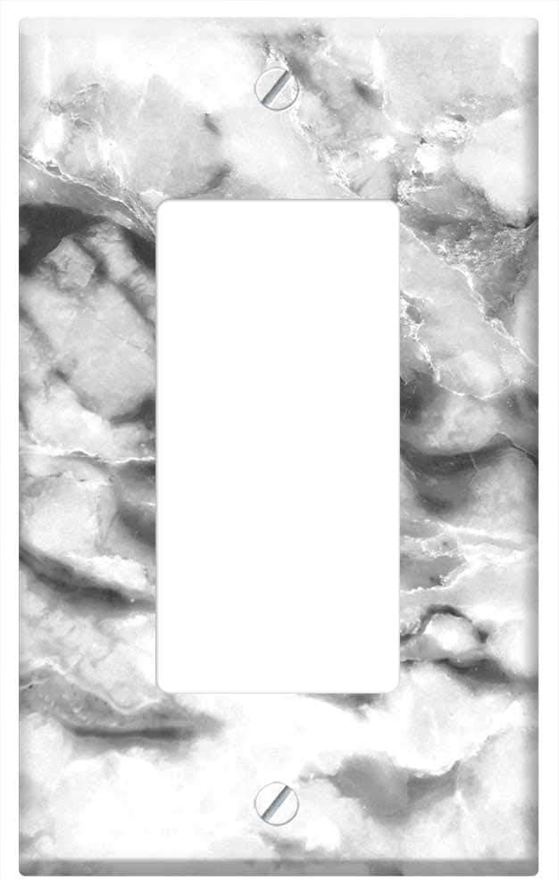 Switch Plate Single Rocker/GFCI - Marble Texture White Pattern Surface Effect 7