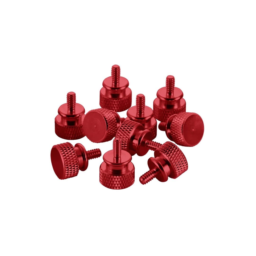 CableMod Anodized Aluminum Thumbscrews (Red, UNC 6-32, Pack of 10)