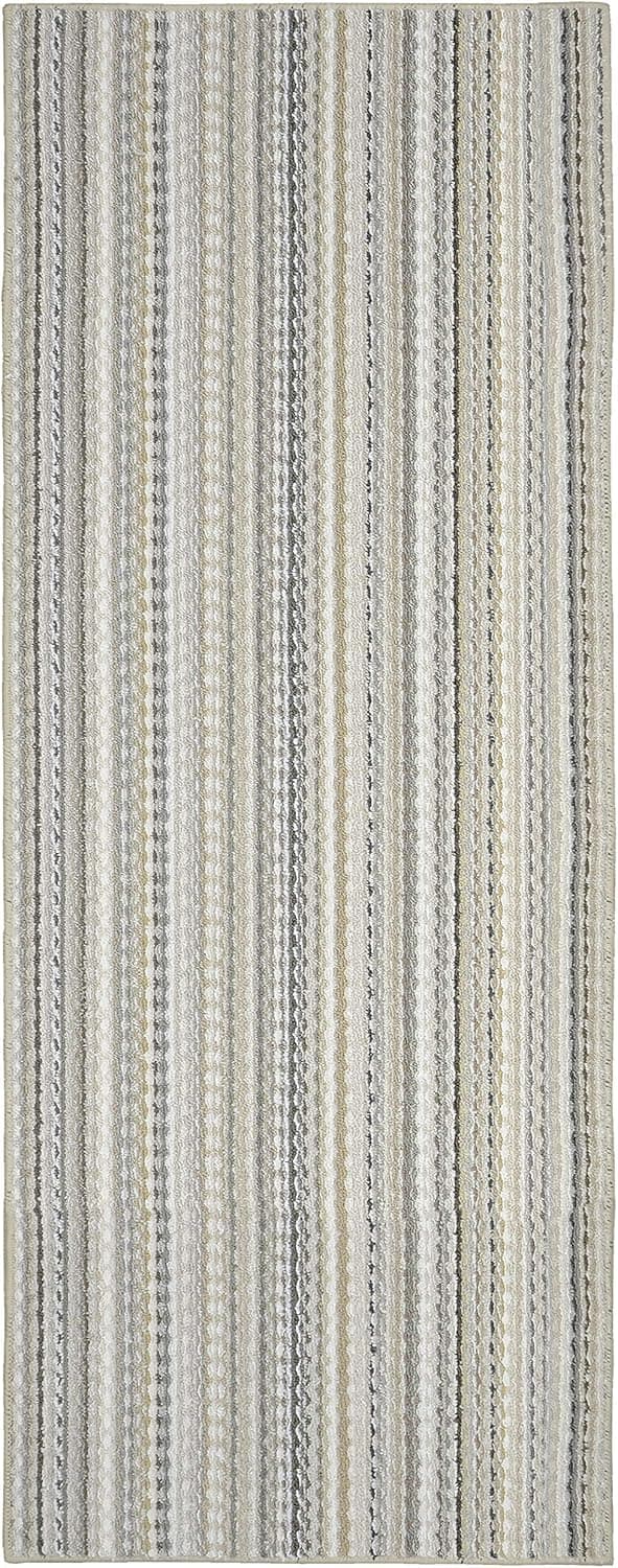 Garland Rug Carnival Stripe 3 Ft. x 8 Ft. Earth Tone Runner Rug