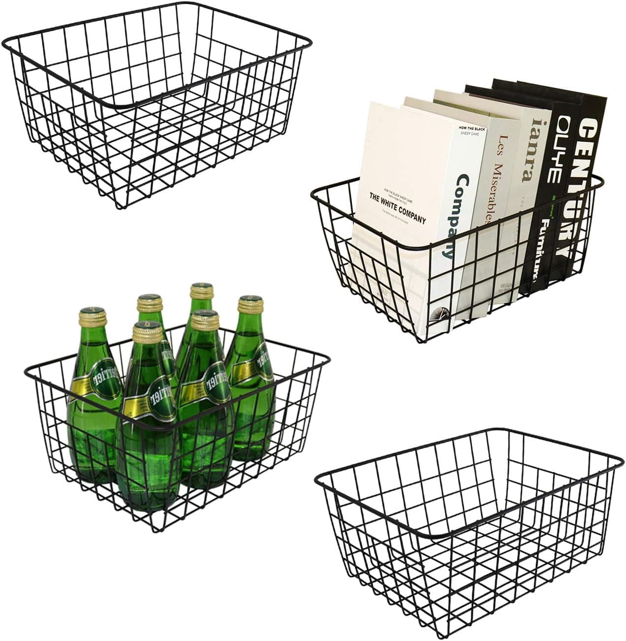 Black Wire Baskets, Metal Wire Basket Mamgaa Wire Storage Baskets White Storage Basket Pantry Metal Baskets for kitchen