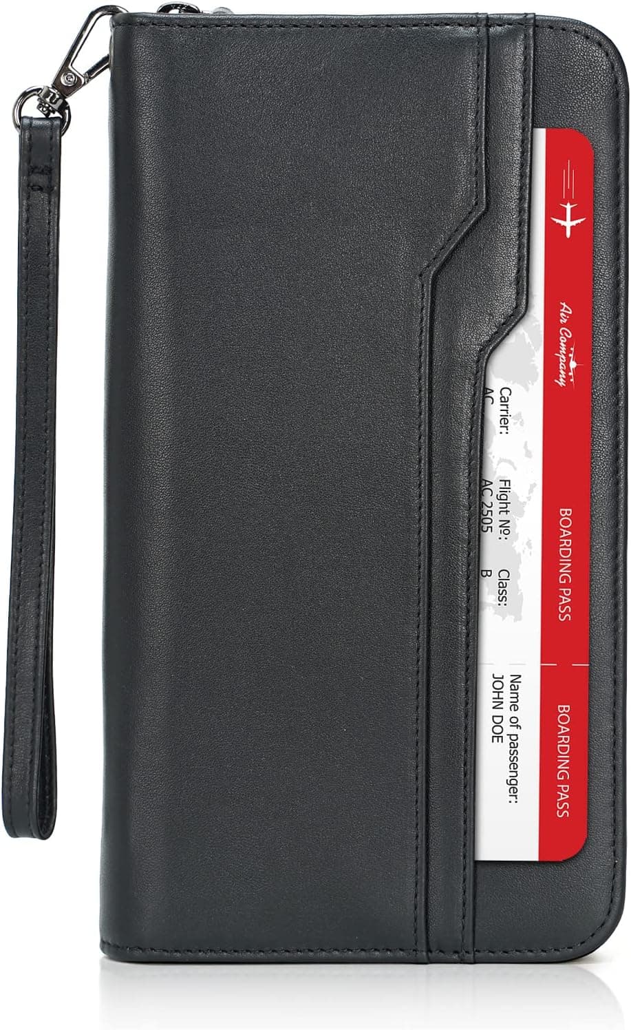 Polare Napa Leather Family Travel Passport Wallet and Documents Organizer RFID Blocking Case Holder Fits 6 Passports (Black)